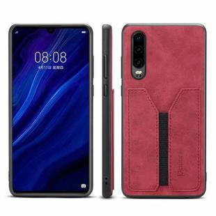 For Huawei P30 Denior DV Elastic Card PU Back Cover Phone Case(Red)