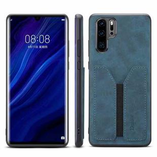 For Huawei P30 Pro Denior DV Elastic Card PU Back Cover Phone Case(Blue)