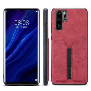 For Huawei P30 Pro Denior DV Elastic Card PU Back Cover Phone Case(Red)