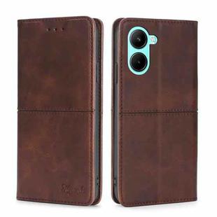 For Realme C33 4G Cow Texture Magnetic Leather Phone Case(Dark Brown)