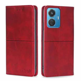 For vivo T1 Snapdragon 680/iQOO Z6 44W Cow Texture Magnetic Leather Phone Case(Red)