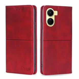 For vivo Y16 4G/Y02s 4G Cow Texture Magnetic Leather Phone Case(Red)