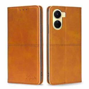 For vivo Y16 4G/Y02s 4G Cow Texture Magnetic Leather Phone Case(Light Brown)