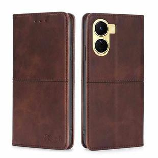 For vivo Y16 4G/Y02s 4G Cow Texture Magnetic Leather Phone Case(Dark Brown)