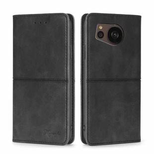 For Sharp Aquos sense7 Plus Cow Texture Magnetic Leather Phone Case(Black)