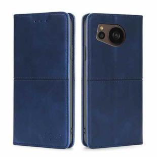 For Sharp Aquos sense7 Plus Cow Texture Magnetic Leather Phone Case(Blue)