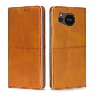 For Sharp Aquos sense7 Plus Cow Texture Magnetic Leather Phone Case(Light Brown)