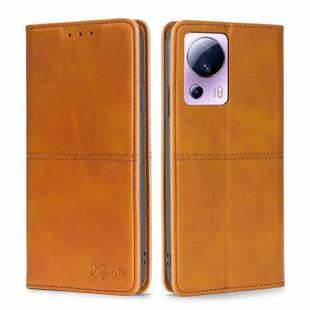 For Xiaomi Civi 2 5G Cow Texture Magnetic Leather Phone Case(Light Brown)