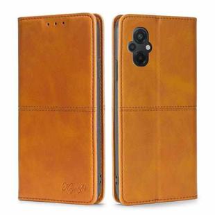 For Xiaomi Poco M5 4G Cow Texture Magnetic Leather Phone Case(Light Brown)