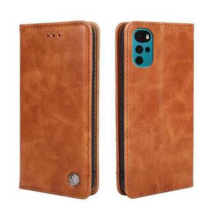 For Motorola Moto E32 India/E22s 4G Global Non-Magnetic Retro Texture Flip Leather Phone Case(Brown)