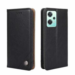 For OPPO K10x 5G Non-Magnetic Retro Texture Flip Leather Phone Case(Black)