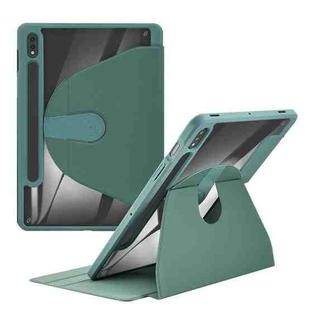 For Samsung Galaxy Tab A8 10.5 2021 Acrylic 360 Degree Rotation Holder Tablet Leather Case(Emerald Green)