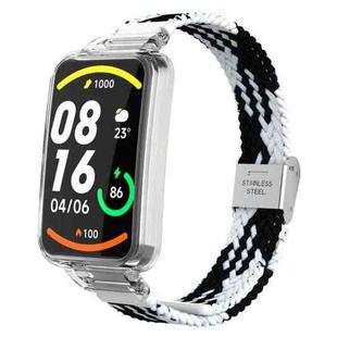 For Xiaomi Mi Band 7 Pro Braided Nylon Buckle Integrated Watch Band(Black White)