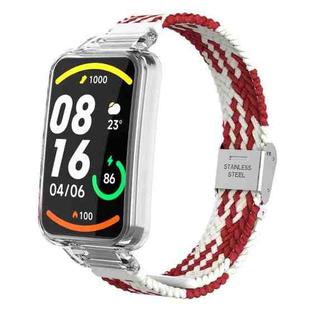 For Xiaomi Mi Band 7 Pro Braided Nylon Buckle Integrated Watch Band(Red White)