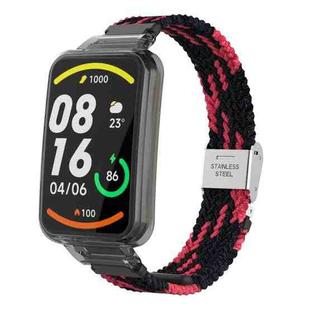 For Xiaomi Mi Band 7 Pro Braided Nylon Buckle Integrated Watch Band(Black Red)