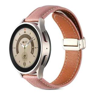 For Samsung Galaxy Watch 5 Folding Buckle Genuine Leather Watch Band(Dark Pink)