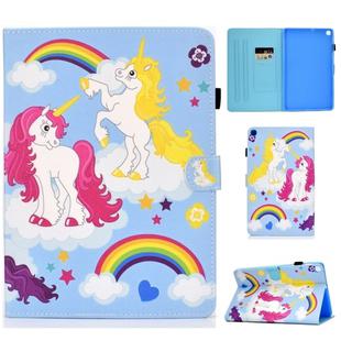 For Galaxy Tab S6 Lite Sewing Thread Horizontal Painted Flat Leather Case with Pen Cover & Anti Skid Strip & Card Slot & Holder(Color Unicorn)