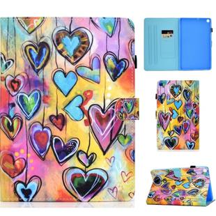 For Galaxy Tab S6 Lite Sewing Thread Horizontal Painted Flat Leather Case with Pen Cover & Anti Skid Strip & Card Slot & Holder(Love)