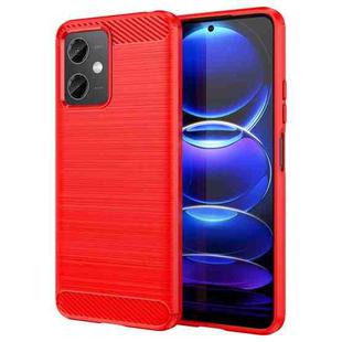 For Xiaomi Redmi Note 12 China Brushed Texture Carbon Fiber TPU Phone Case(Red)