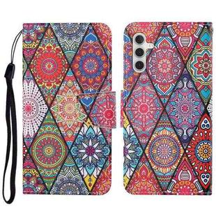 For Samsung Galaxy A14 5G Colored Drawing Pattern Leather Phone Case(Diamond Totem)