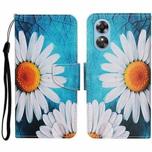 For OPPO A17 Colored Drawing Pattern Leather Phone Case(Chrysanthemum)