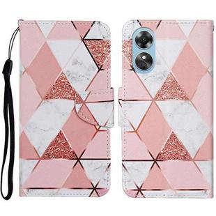 For OPPO A17 Colored Drawing Pattern Leather Phone Case(Marble)