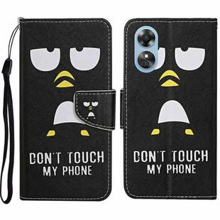 For OPPO A17 Colored Drawing Pattern Leather Phone Case(Penguin)