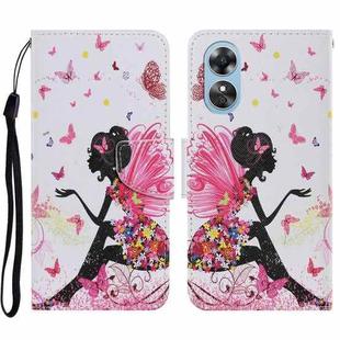 For OPPO A17 Colored Drawing Pattern Leather Phone Case(Dancing Girl)
