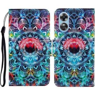 For OPPO A17 Colored Drawing Pattern Leather Phone Case(Mandala)