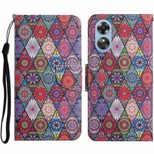 For OPPO A17 Colored Drawing Pattern Leather Phone Case(Diamond Kaleidoscope)