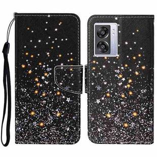 For OPPO A57 2022 Colored Drawing Pattern Leather Phone Case(Black Pentagram)