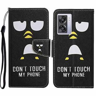 For OPPO A57 2022 Colored Drawing Pattern Leather Phone Case(Penguin)