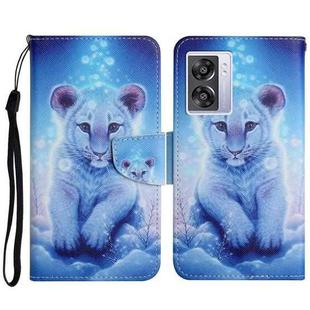 For OPPO A57 2022 Colored Drawing Pattern Leather Phone Case(Little Leopard)