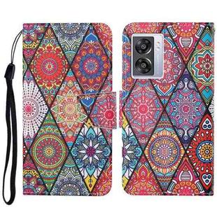 For OPPO A57 2022 Colored Drawing Pattern Leather Phone Case(Diamond Totem)