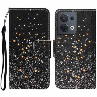 For OPPO Reno8 Colored Drawing Pattern Leather Phone Case(Black Pentagram)