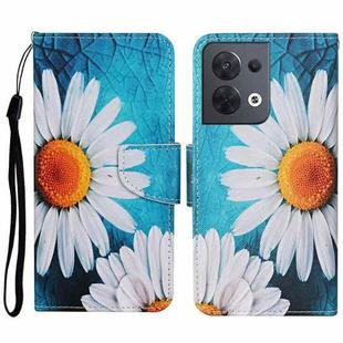 For OPPO Reno8 Colored Drawing Pattern Leather Phone Case(Chrysanthemum)
