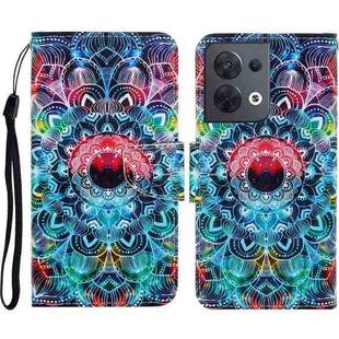 For OPPO Reno8 Colored Drawing Pattern Leather Phone Case(Mandala)