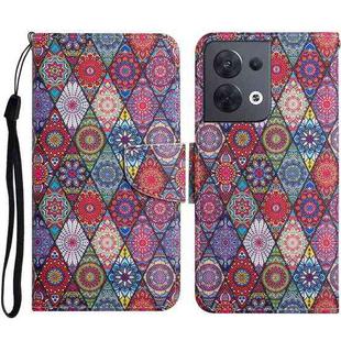 For OPPO Reno8 Colored Drawing Pattern Leather Phone Case(Diamond Kaleidoscope)