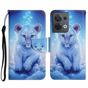 For OPPO Reno8 Colored Drawing Pattern Leather Phone Case(Little Leopard)