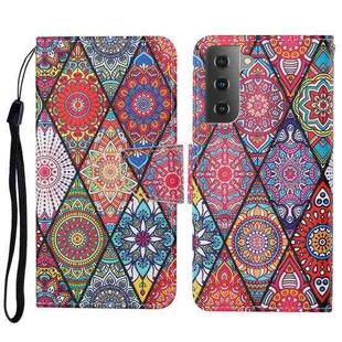 For Samsung Galaxy S23 5G Colored Drawing Pattern Leather Phone Case(Diamond Totem)