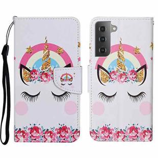 For Samsung Galaxy S23 5G Colored Drawing Pattern Leather Phone Case(Crown Unicorn)