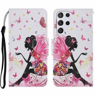 For Samsung Galaxy S23 Ultra 5G Colored Drawing Pattern Leather Phone Case(Dancing Girl)