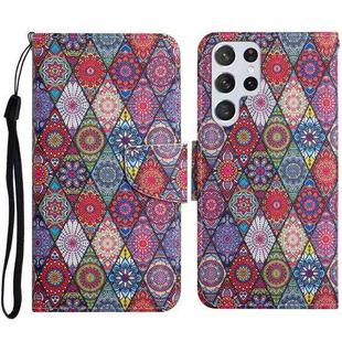 For Samsung Galaxy S23 Ultra 5G Colored Drawing Pattern Leather Phone Case(Diamond Kaleidoscope)