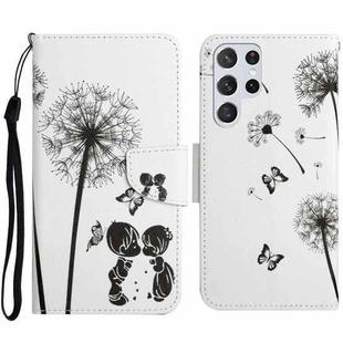 For Samsung Galaxy S23 Ultra 5G Colored Drawing Pattern Leather Phone Case(Dandelion)