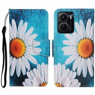 For vivo Y16 Colored Drawing Pattern Leather Phone Case(Chrysanthemum)