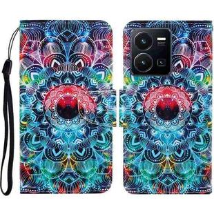 For vivo Y22s Colored Drawing Pattern Leather Phone Case(Mandala)
