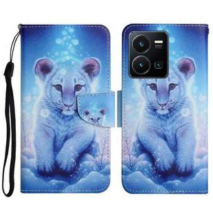 For vivo Y22s Colored Drawing Pattern Leather Phone Case(Little Leopard)