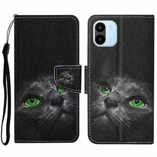 For Xiaomi Redmi A1 Colored Drawing Pattern Leather Phone Case(Black Cat)
