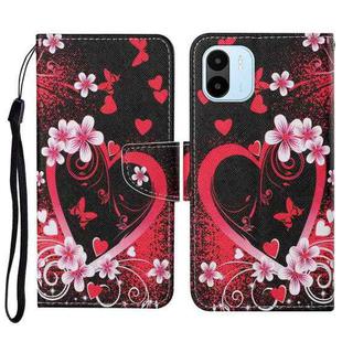 For Xiaomi Redmi A1 Colored Drawing Pattern Leather Phone Case(Red Heart)