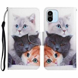 For Xiaomi Redmi A1 Colored Drawing Pattern Leather Phone Case(3 Cats)